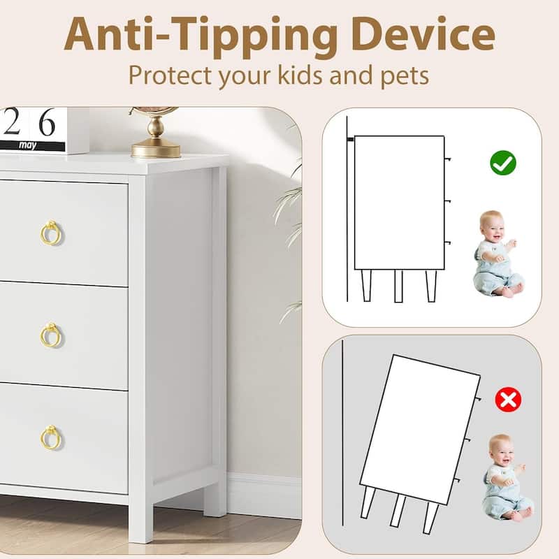 3/6/7 Drawer Tall Dresser for Bedroom, Modern Freestanding Wood Storage Chest of Drawers