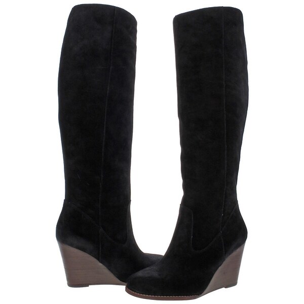tall black boots wedge heel