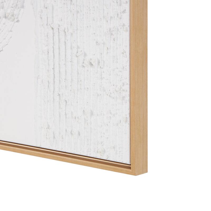 Canvas Abstract Living Room Framed Wall Art with Brown Frame - White - Roche River Decor