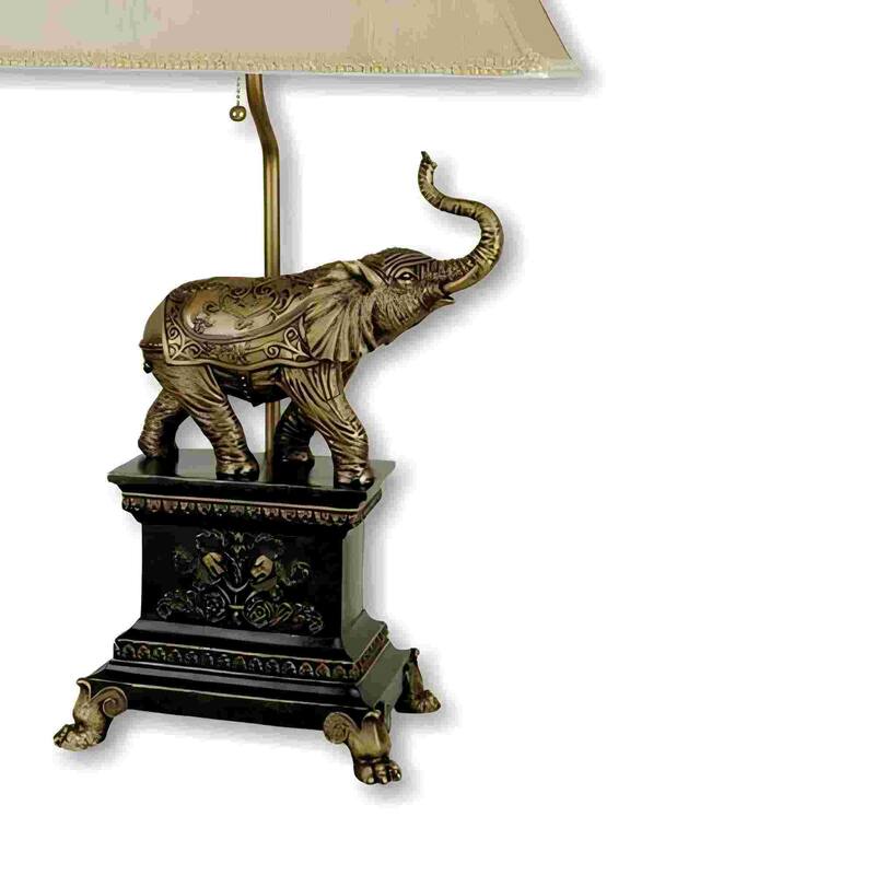 29" Tall Polyresin Elephant Table Lamp w/ Antique Gold finish