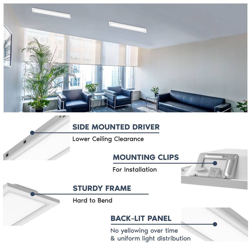 LUXRITE 6x4 FT LED Recessed Panel 18W/28W/40W, 4CCT, Up to 4400 Lumens, Drop Ceiling Lights Dimmable UL Listed 8 Pack