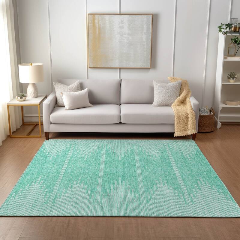 Machine Washable Indoor/ Outdoor Boho Moroccan Rug - Teal - 10' x 14'