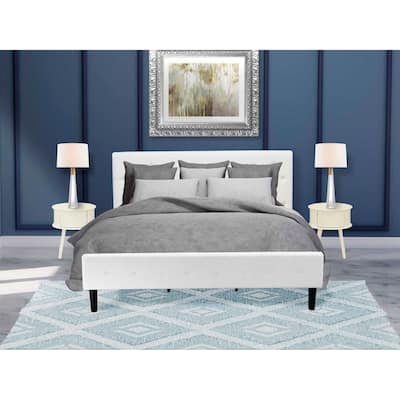 3-Piece Bed Set - Velvet Upholstered Bed Frame & Nightstand - Modern Button Tufted Design