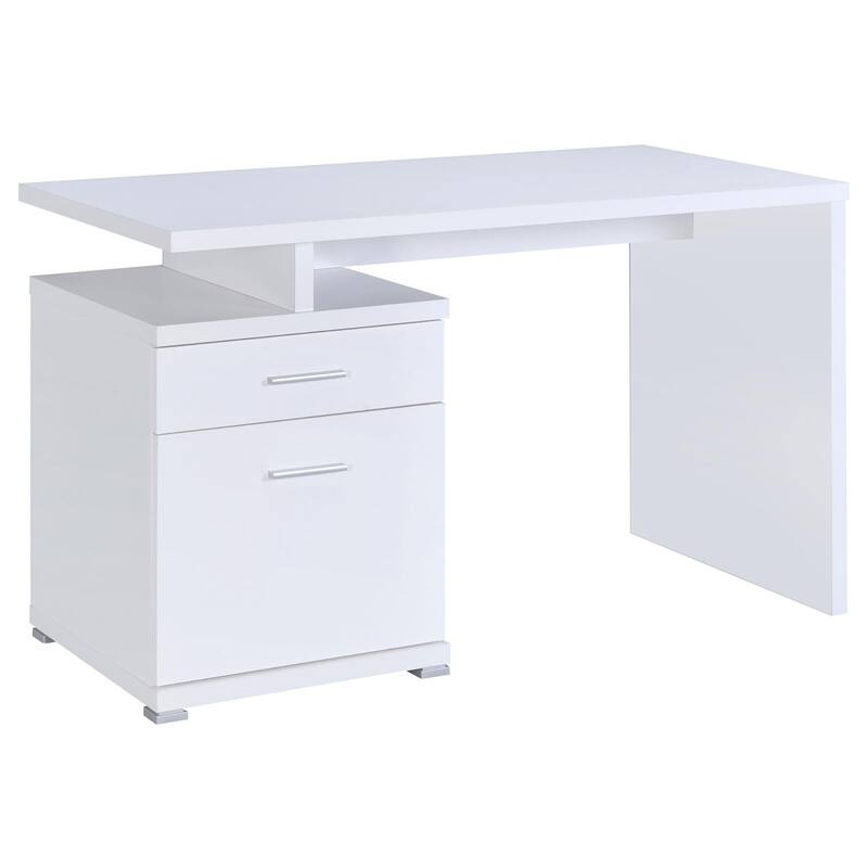 Modern 2-Drawer Office Desk with Flexible Reversible Setup and Ample Storage for Documents and Office Supplies