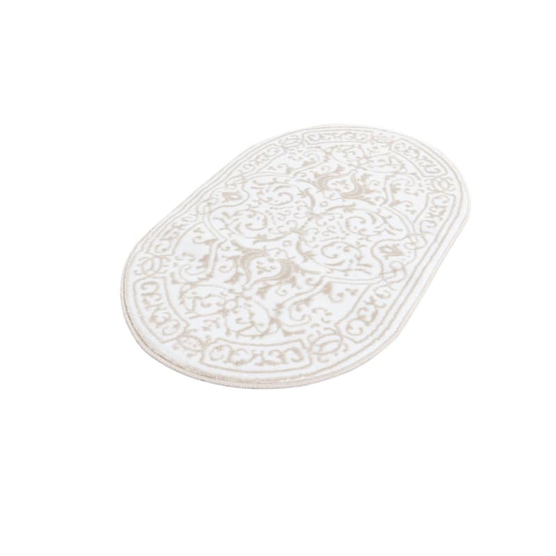 Traditional Wralvale Collection Area Rug - Snow White - 4'x6' Oval