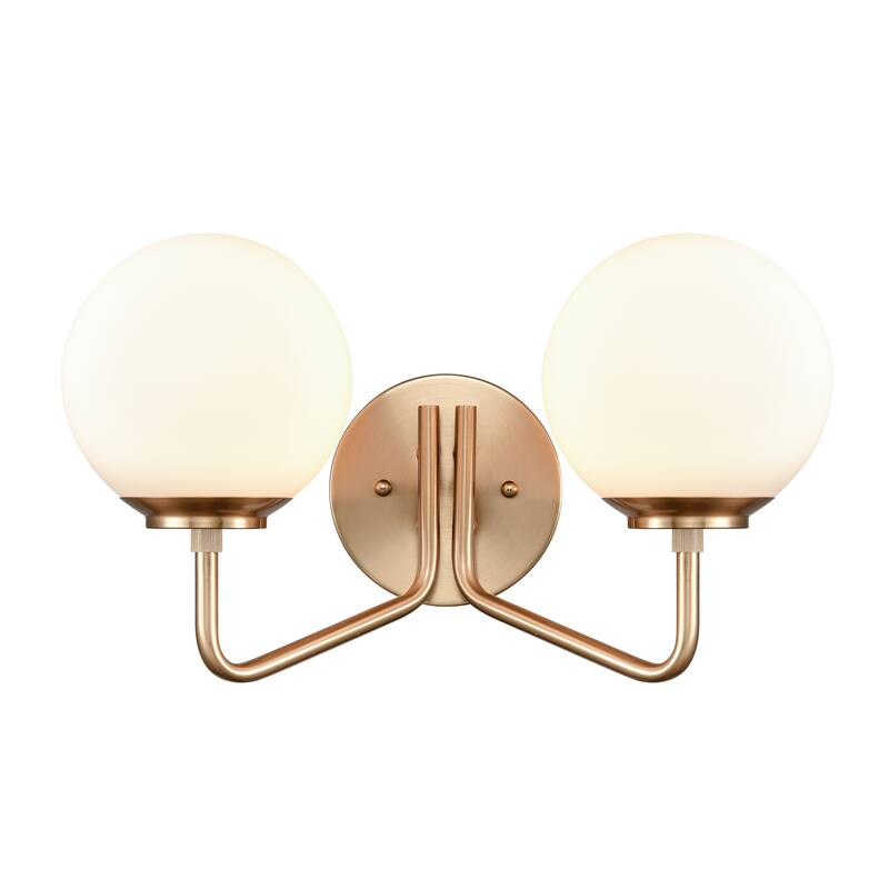 2 Light Wall Sconce in Satin Nickel and Gold with Opal Etched and Seedy Glass
