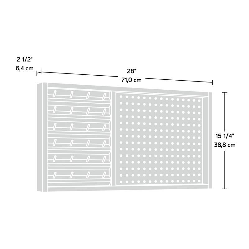 Wood Wall-Mounted Pegboard with Storage, White - 27.95" W x 2.52" D x 15.28" H