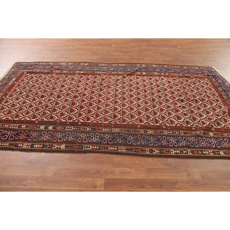 Pre-1900 Antique Vegetable Dye Shirvan Persian Wool Carpet - 4'10" x 8'7"