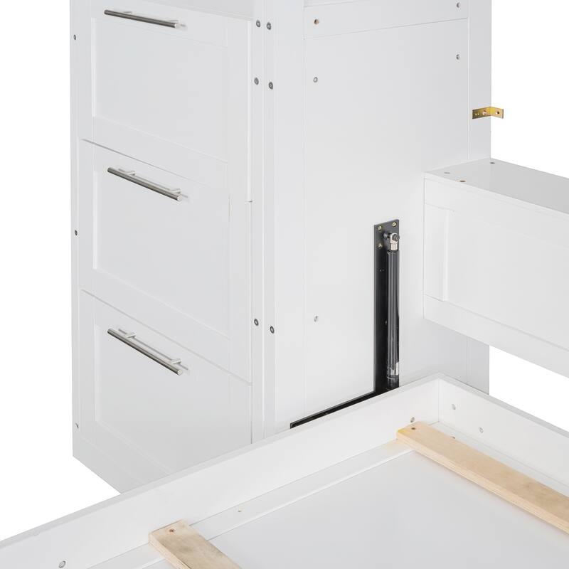 Queen Murphy Wall Bed with Wardrobe, Drawers & Adjustable Shelving - Multifunctional Cabinet Bed