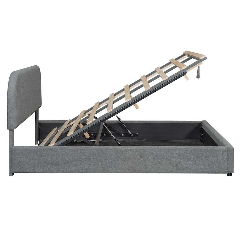 Elegant Upholstered Platform Bed with Hydraulic Storage System