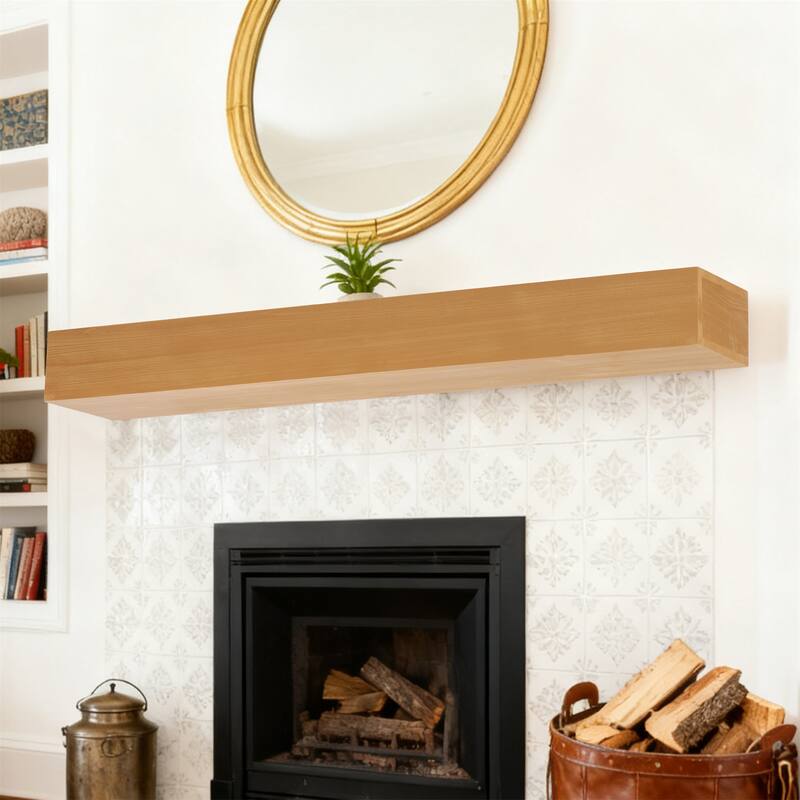 48" Fireplace Mantel Fir Wood Wall-Mounted & Floating Shelf