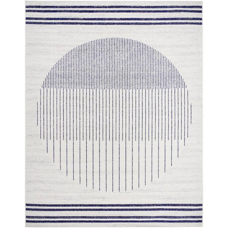 Livabliss Joel Mod Black/Ivory Ombre Geometric Striped Area Rug