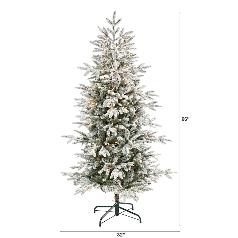 Artificial Christmas Tree with Lights - 5.5ft Spruce Tree, 200 LED Lights, Bendable Branches for Holiday Decor - Green - 66