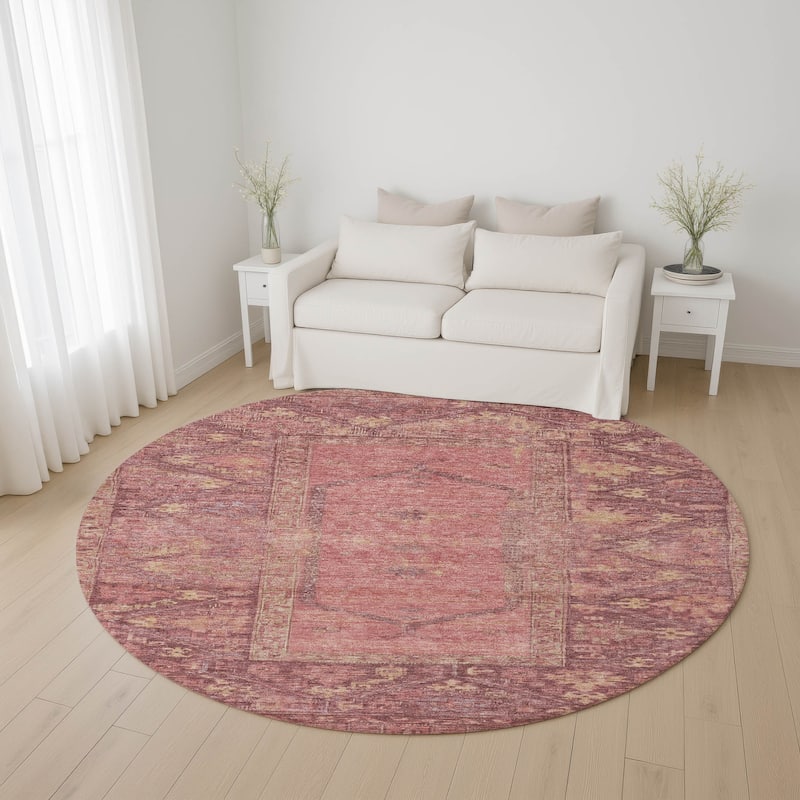 Premium Washable Super Soft Traditional Global Mayfield Rug - Blush - 8' x 8'