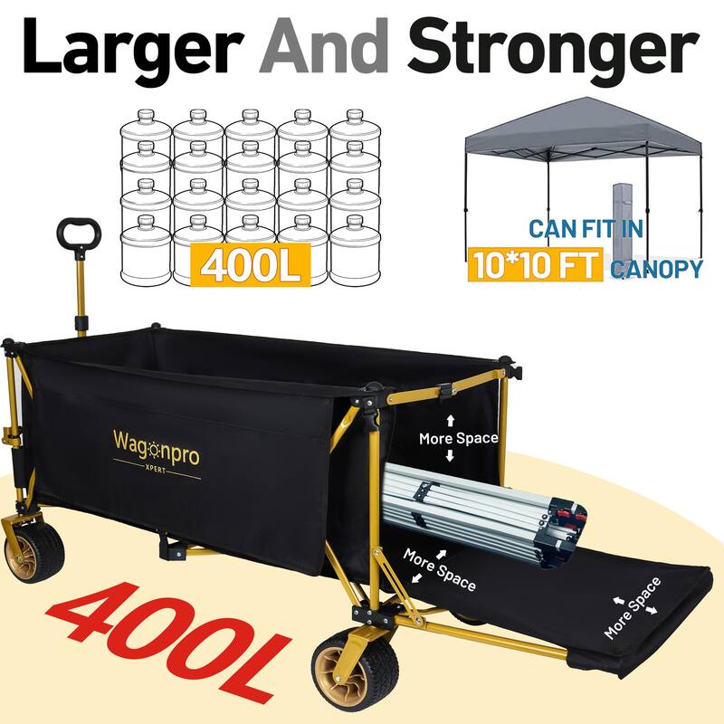 67-1/2in Extra long large Heavy Duty Utility Beach Wagons with Opened Tailgate and All-Terrain Wheels, 480lbs Capacity