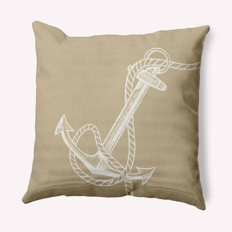 Anchored Nautical Indoor/Outdoor Throw Pillow - Taupe - 18" x 18"