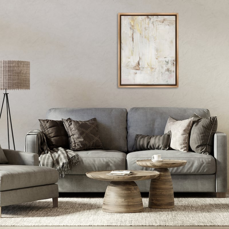 Stupell Natural Muted Abstract Framed Floater Canvas Wall Art Design By Victoria Barnes