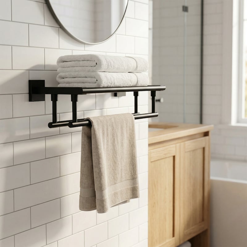 WOWOW Two Towel Holders Wall mounted Towel Rack