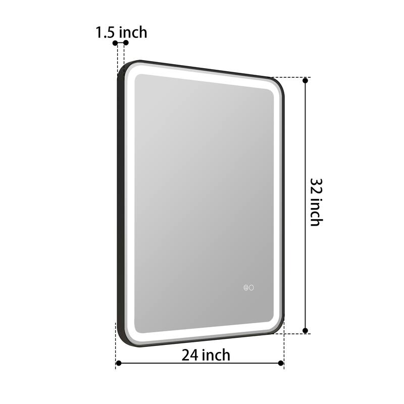 Wall Mounted Bathroom Framed LED Mirror With Anti- Fog,Memory Function And Dimmable Light Touch Sensor