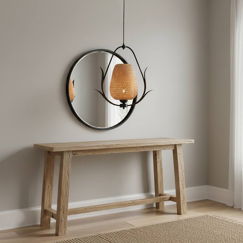 Lia 1-Light Rattan Pendant Light - 20 in. Tall