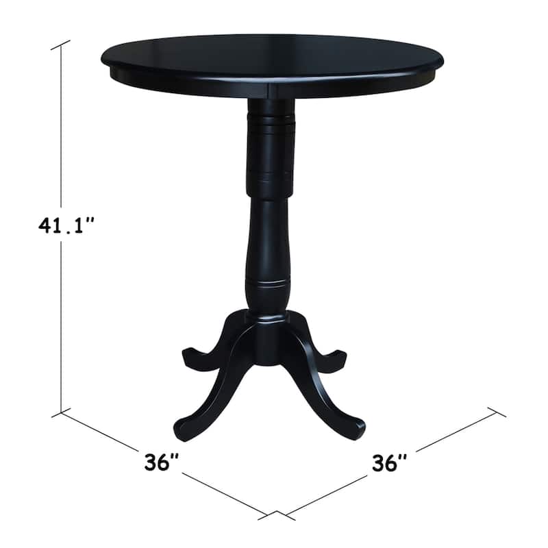 International Concepts Black 36-inch Round Pedestal Table with 6-inch Extensions