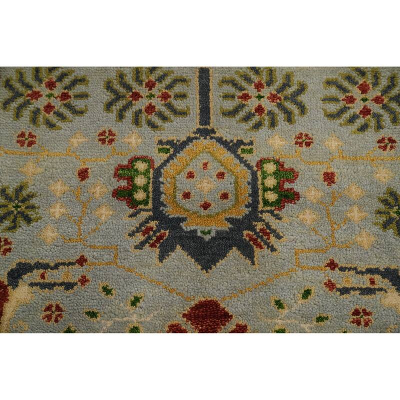 Hand-knotted Traditional Wool Grey Geometric Area Rug Oriental Carpet - 8' 0'' X 2' 6''