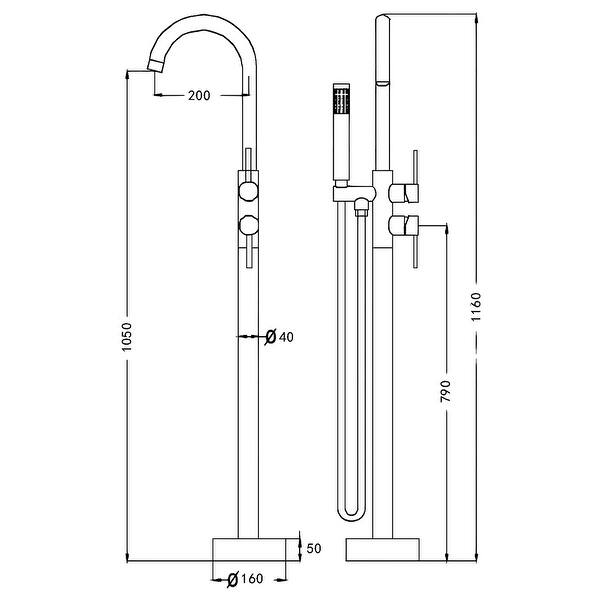 Freestanding Bathtub Faucet Tub Floor Mount with Hand Shower Bed Bath