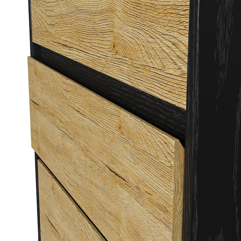Wide Nightstand with 3 Drawers - Black