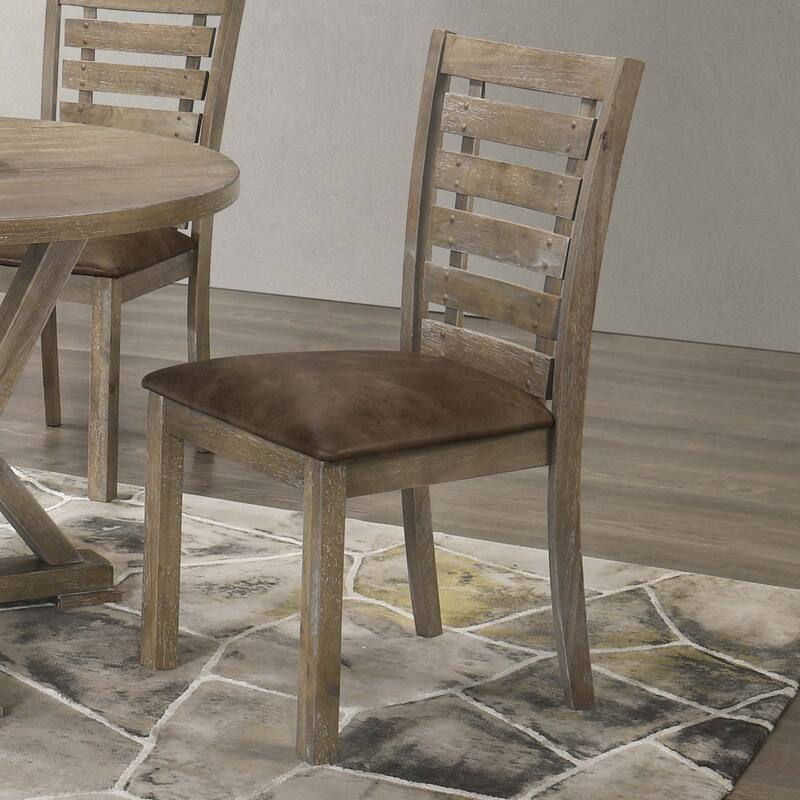 Set of 2 Solid Wood Ladder Back Dining Chairs