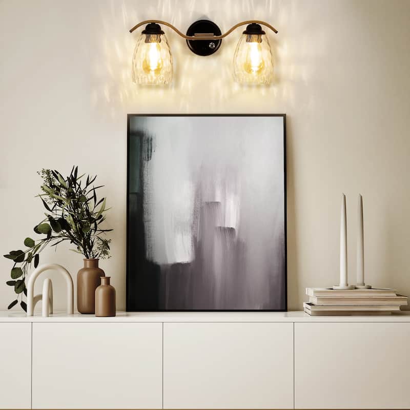 Teamson Home 2-Light Bathroom Vanity Wall Sconce, Dimmable LED Fixture for Modern Bath, Mirror, and Powder Room Lighting