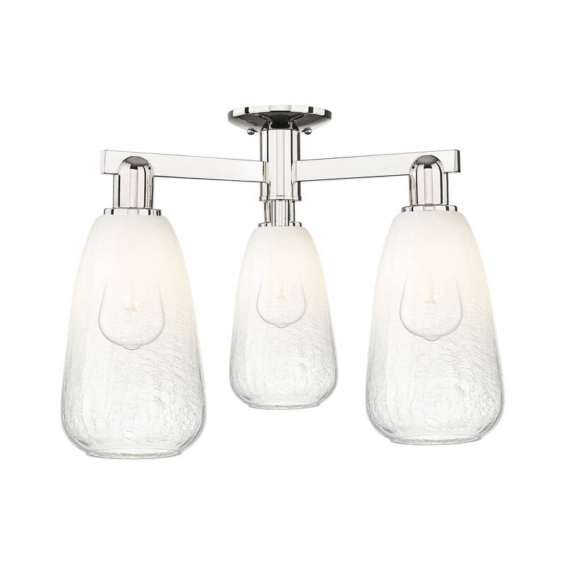 Innovations Lighting 716-3F-15-24 Brookhaven Almond Semi-Flush - Polished Nickel / Opal