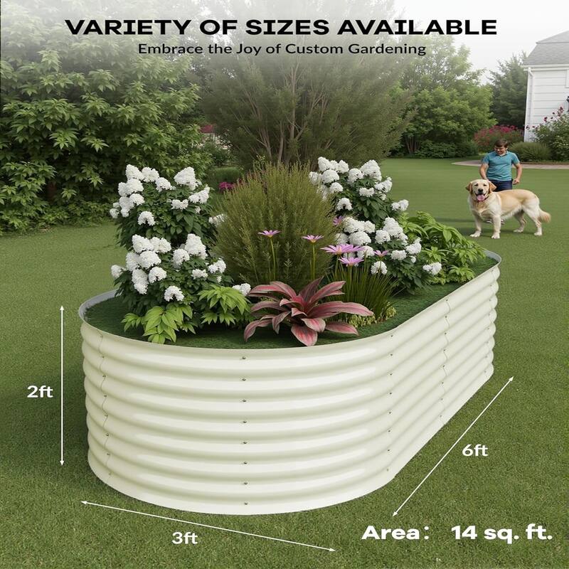 3-ft W x 6-ft L x 2-ft H Beige Metal Raised Garden Bed(2-Pack)