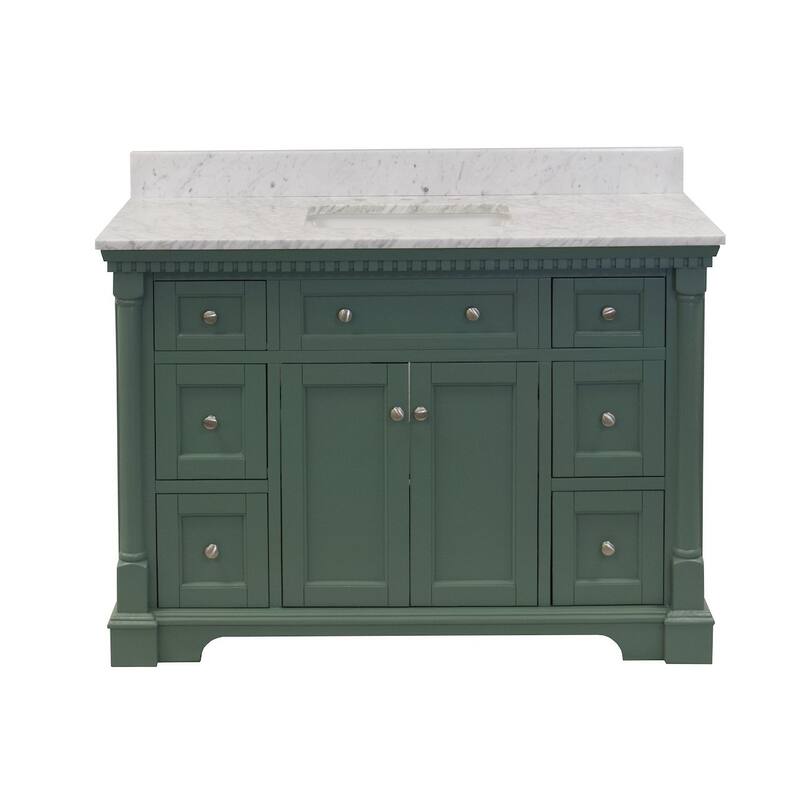 KitchenBathCollection Sydney 48" Bathroom Vanity with Carrara Marble Top