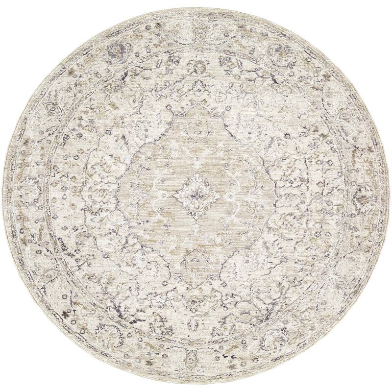 Livabliss Gakko Traditional Area Rug - Cream - 7'10" x 7'10"