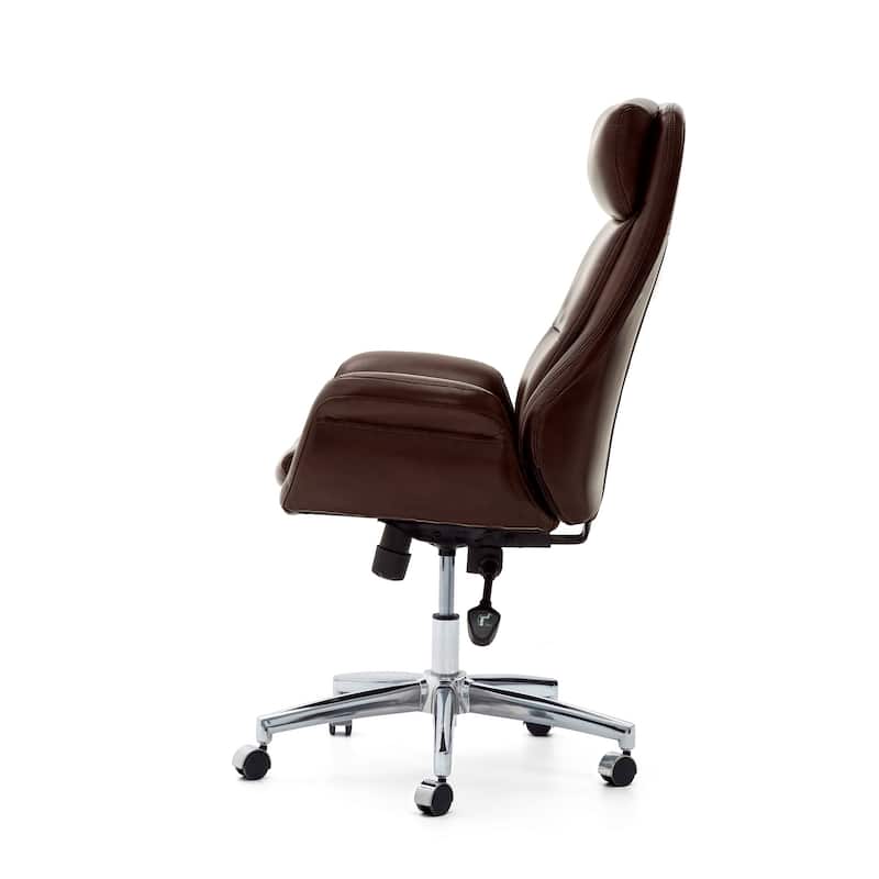 Glitzhome 48-inch Mid-century Adjustable Swivel Faux Leather Office Chair