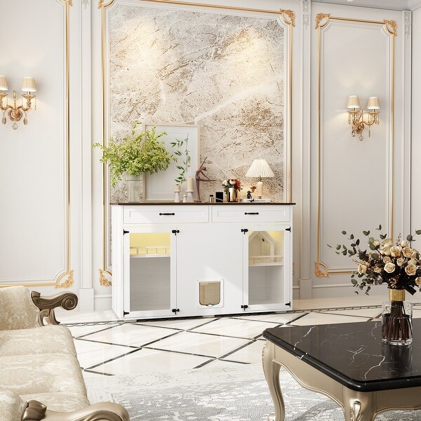 Multi-Functional Cat Credenza with Storage and Play Area Furniture