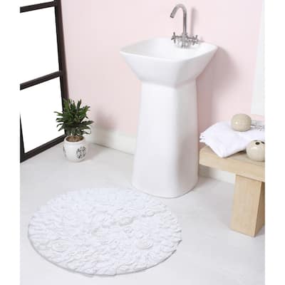 Bell Flower Bathroom Rug, Cotton Soft, Water Absorbent Bath Rug, Non Slip Shower Rug Machine Washable 22" Round