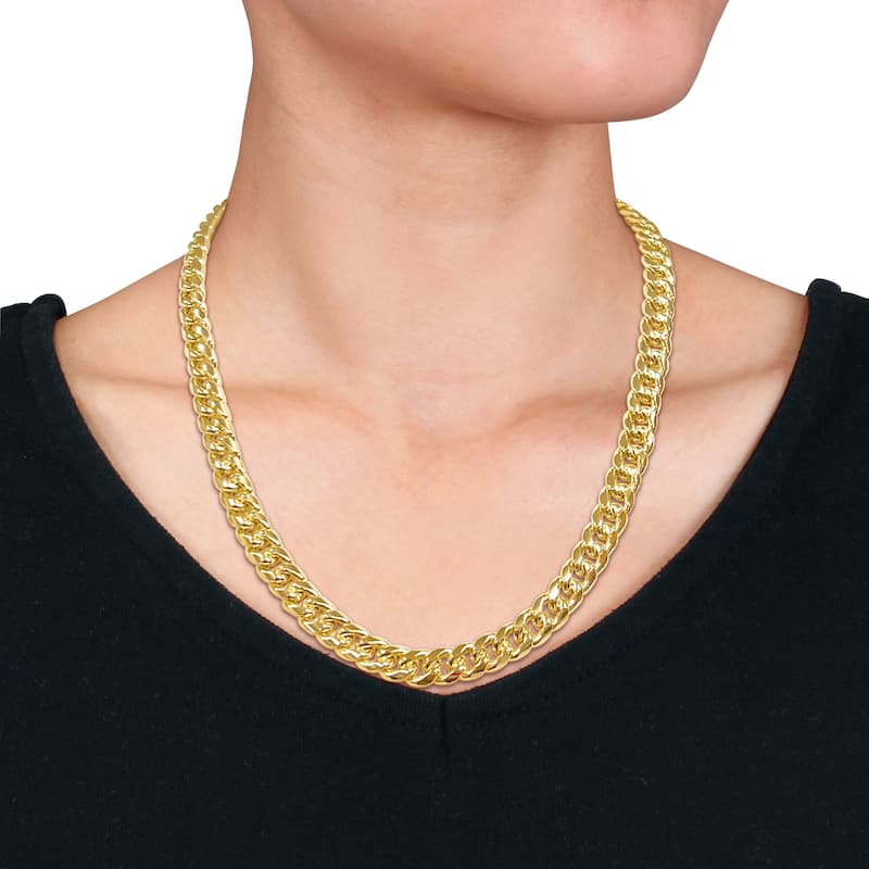 Miadora 9.25mm Miami Cuban Link Chain Necklace in 10k Yellow Gold-22 in