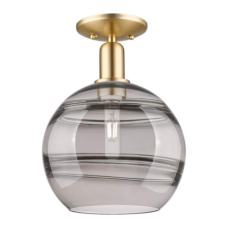 Innovations Lighting 716-1C-14-10 Rochester Semi-Flush Rochester 10" - Champagne Bronze / Light Smoke