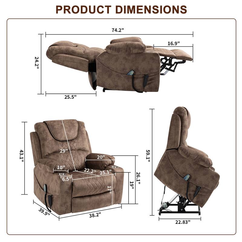 Upgraded Flagship Dual Motor Independent Control Oversized 180° Lay Flat Power Lift Recliner Chair