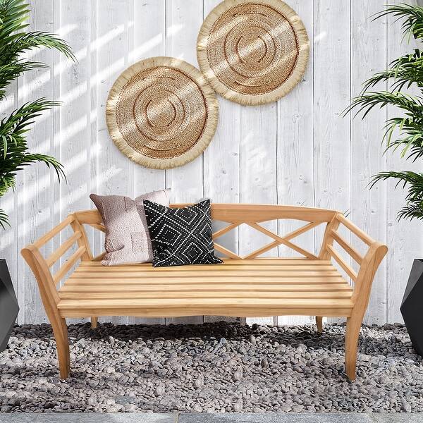 slide 2 of 5, Seven Seas Teak Montana Teak Wood Outdoor Patio Bench, 5 Foot