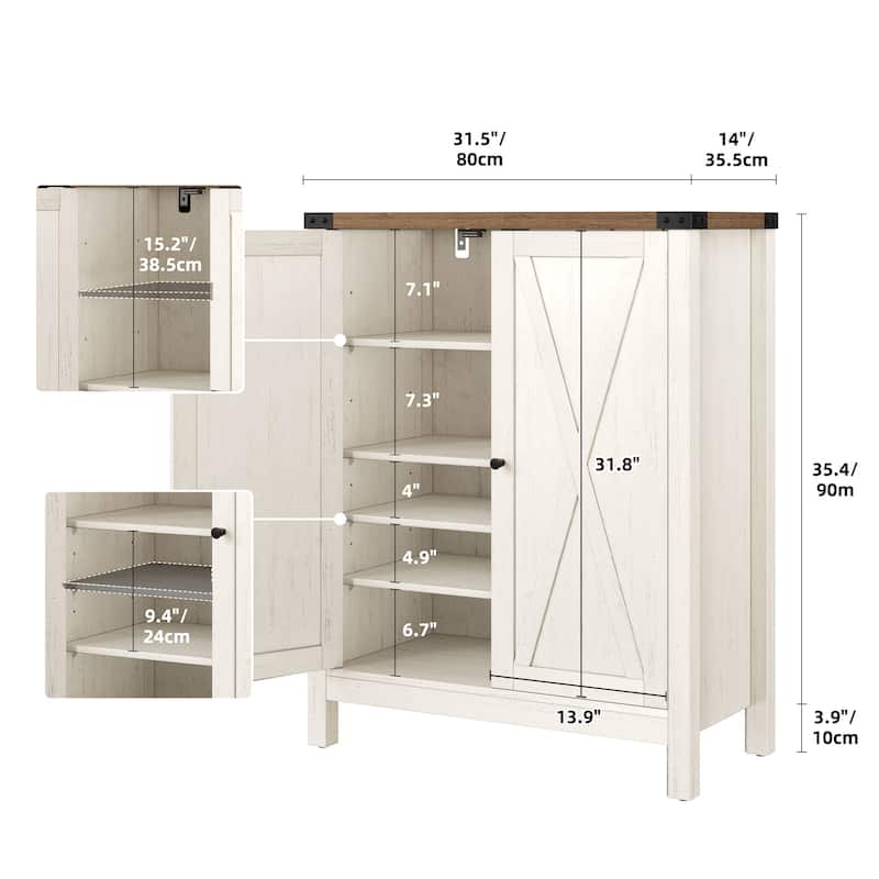Moasis 5-tier 20 Pair Shoe Storage Cabinet with Double Doors for Entryway