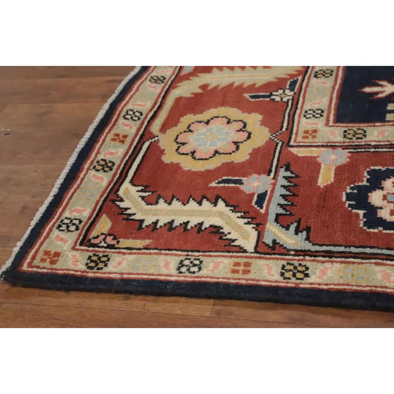 Hand Knotted Oriental 100% Wool Carpet Traditional Medallion Oranges & Rust Heriz (serapi) Area Rug - 8' 11'' X 6' 1''