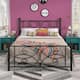 VECELO Metal Bed Frame with High Headboard and Footboard, Platform Beds with Heavy Duty Mattress Foundation