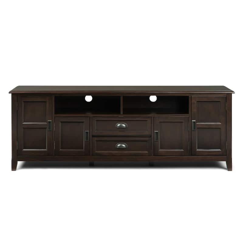 WYNDENHALL Portland SOLID WOOD 72 inch Wide Transitional TV Media Stand For TVs up to 80 inches - 72 inch Wide