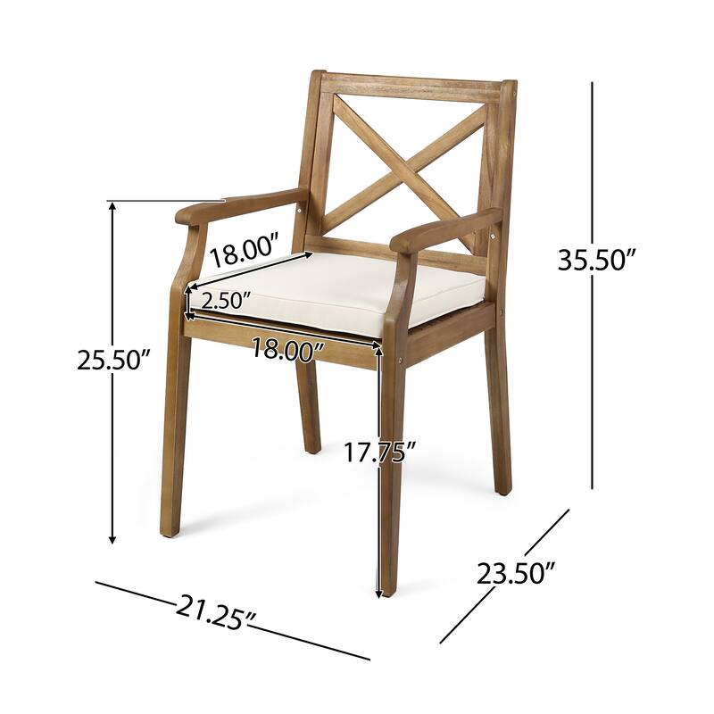 Outdoor Dining Chair Set with Cream Cushions