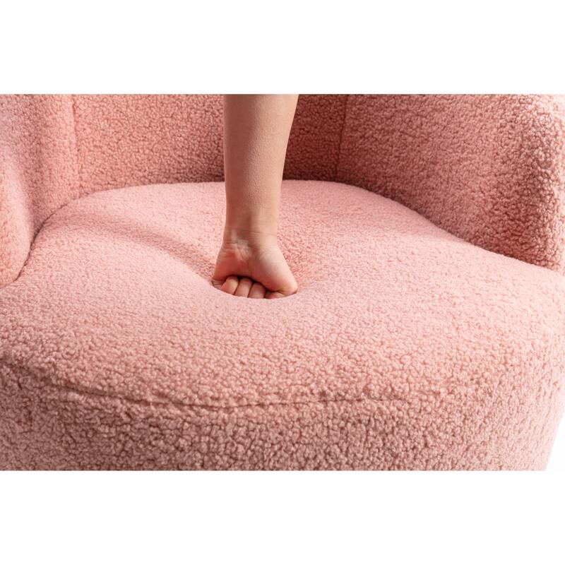 Wool Swivel Barrel Chair with 360° Rotation & Metal Base