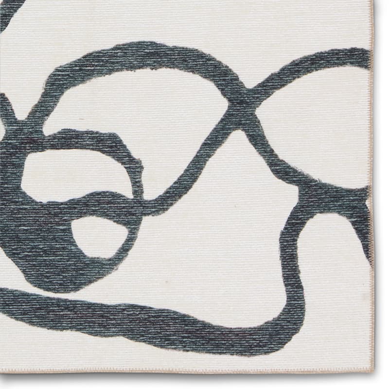 Sonic Machine Washable Abstract White/ Gray Area Rug