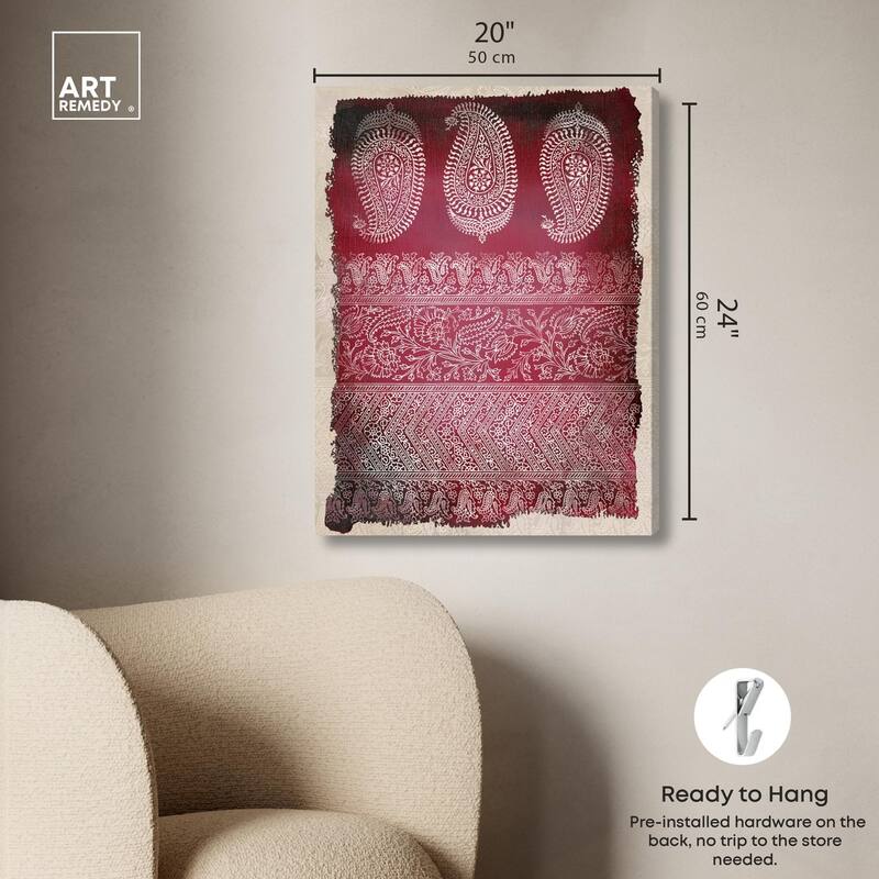 Burgundy Stamps Canvas by Art Remedy, Gallery Wrapped
