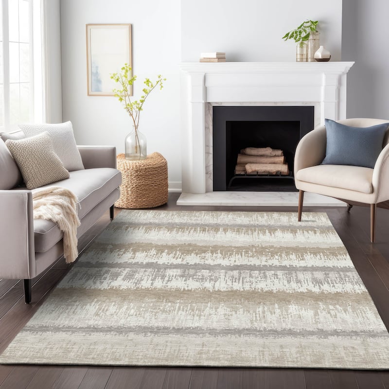 Machine Washable Indoor/ Outdoor Abstract Ombre Chantille Rug